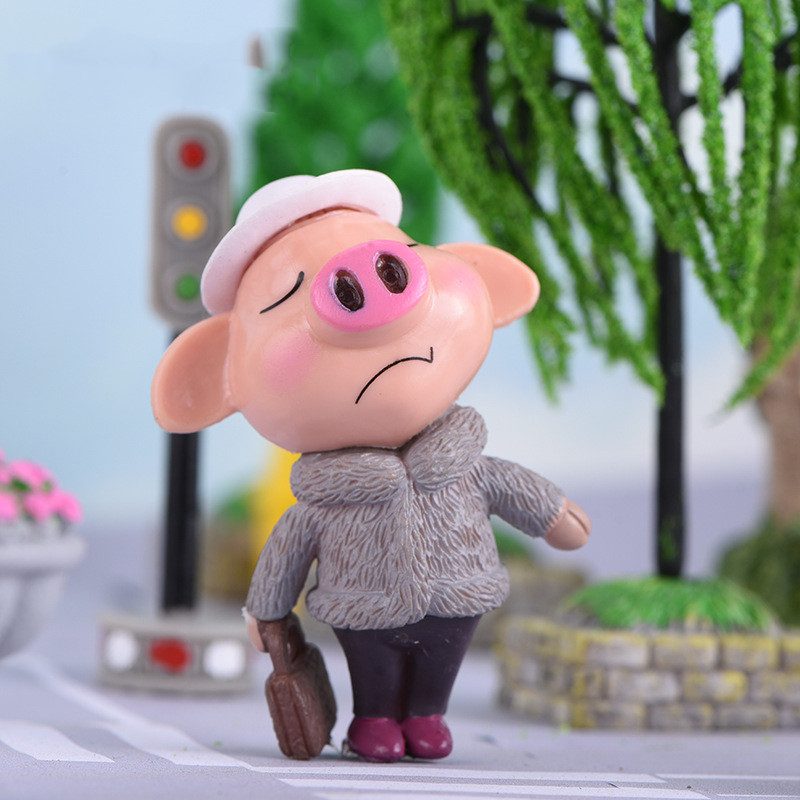 Cartoon Resin Pig Doll Toys Fairy Garden Decoration Miniture Fairy Garden Accessories Supplies Pot Bonsai Moss Fairy Garden Micro Landscape Miniature Garden Terrariums Fairy Garden Figurine Kits Items Auto Interior Decoration